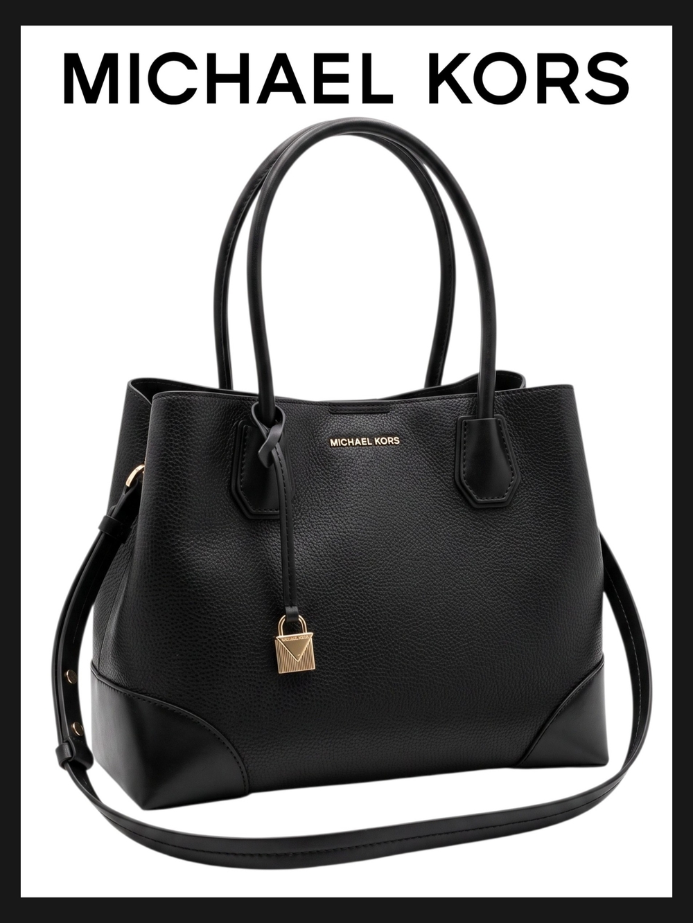 NWOT MICHAEL KORS Mercer Gallery Black Leather Bag With COA
